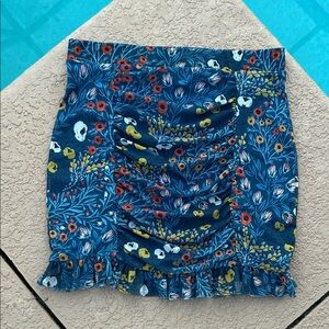 Free People Floral Mini Skirt w/ Mesh Overlay